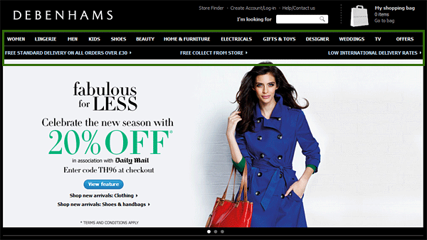 Useful e-commerce trends: the promo strip | Econsultancy600