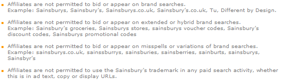 Sainsburys Brand Bidder Wording